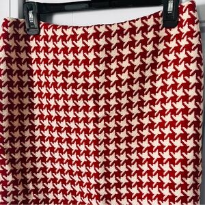 Talbots NEW Houndstooth Red White Wool Blend Holiday Pencil Skirt, Women’s Sz 6